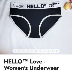 HELLO™ Women's Black Bikini Panties with White Trim